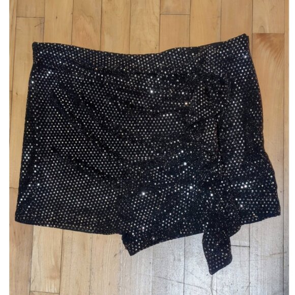 NEW! Zara | Metallic Frill Skort In Black/Aged Gold - Picture 6 of 15